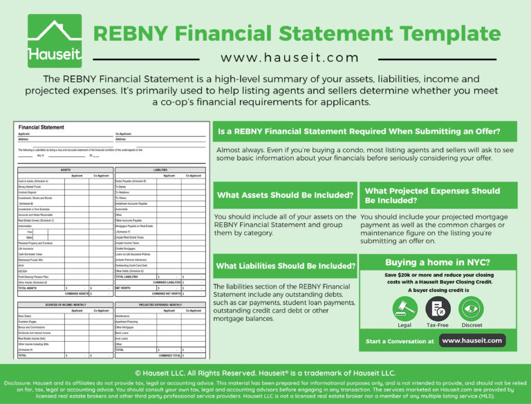 REBNY Financial Statement Template Download Hauseit® NYC